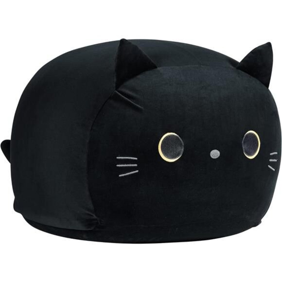 Stuffed Animal Storage Bean Bag Chair Cover for Kids Black Cat Beanbag Chair